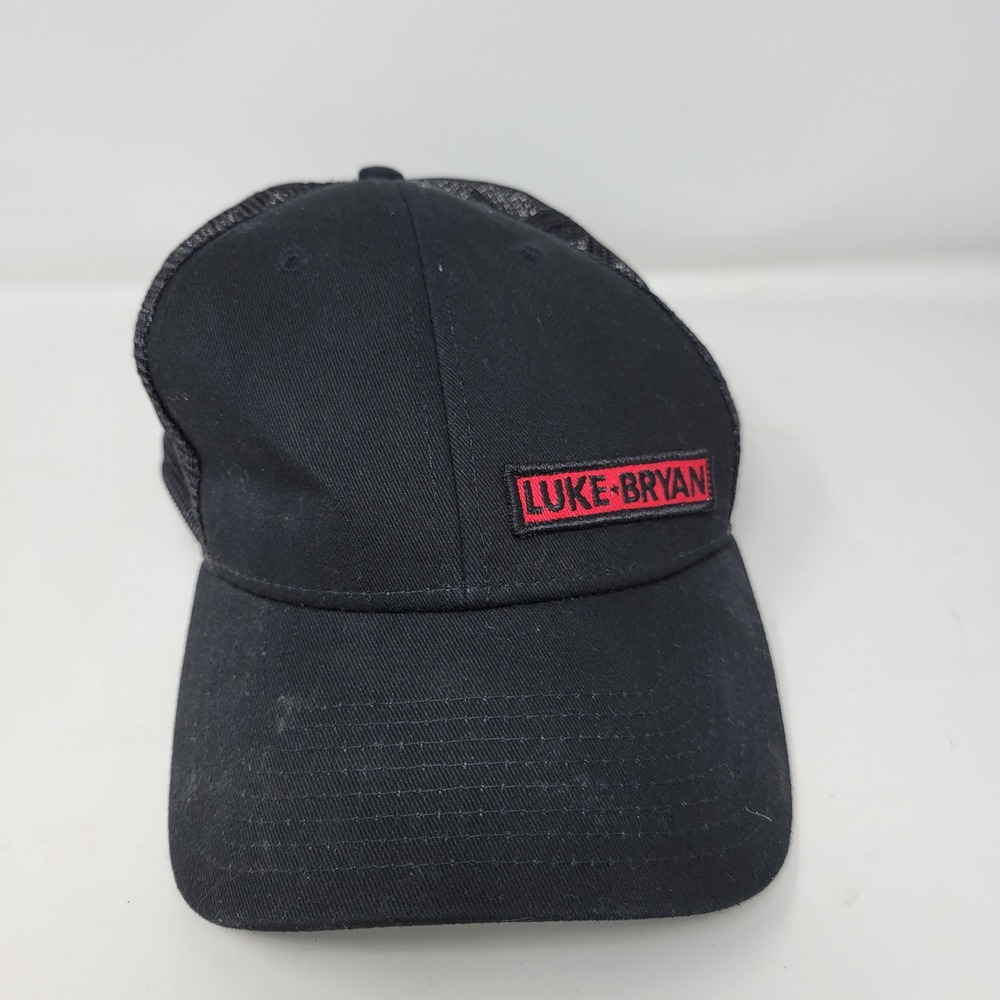 Luke Bryan Trucker Hat Black Mesh Snapback‎ Red Logo